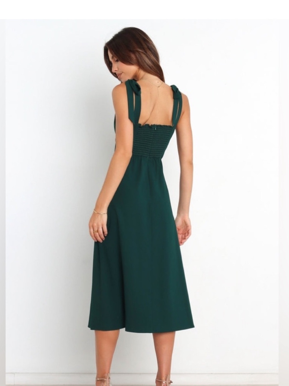 Petal & Pup Laurel Emerald Square-Neck Midi Dress Sz. 6 - Picture 2 of 10